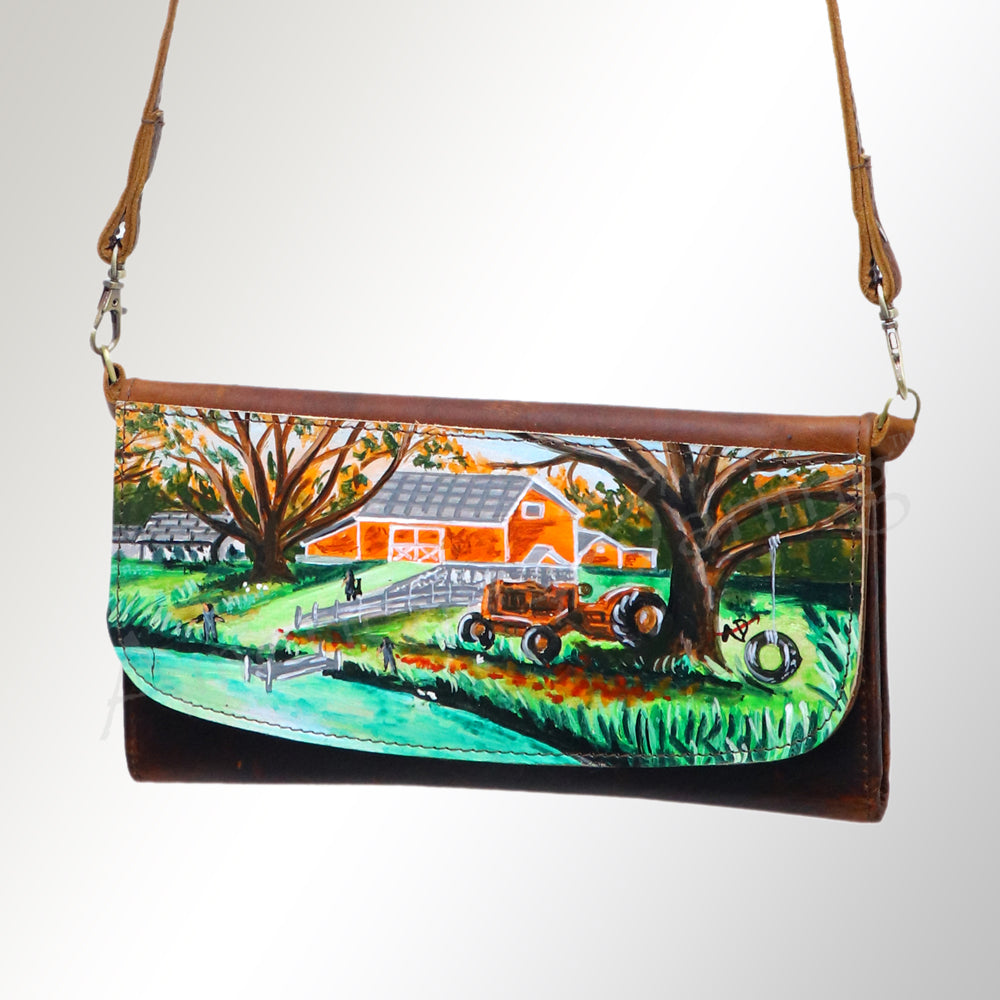 ADBGM112 Hand-Painted Leather Crossbody Clutch - Western Design by American Darling
