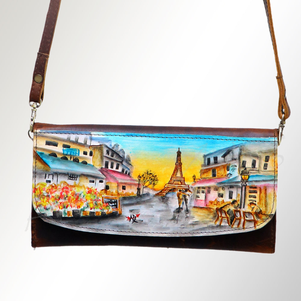 ADBGM112 Hand-Painted Leather Crossbody Clutch - Western Design by American Darling