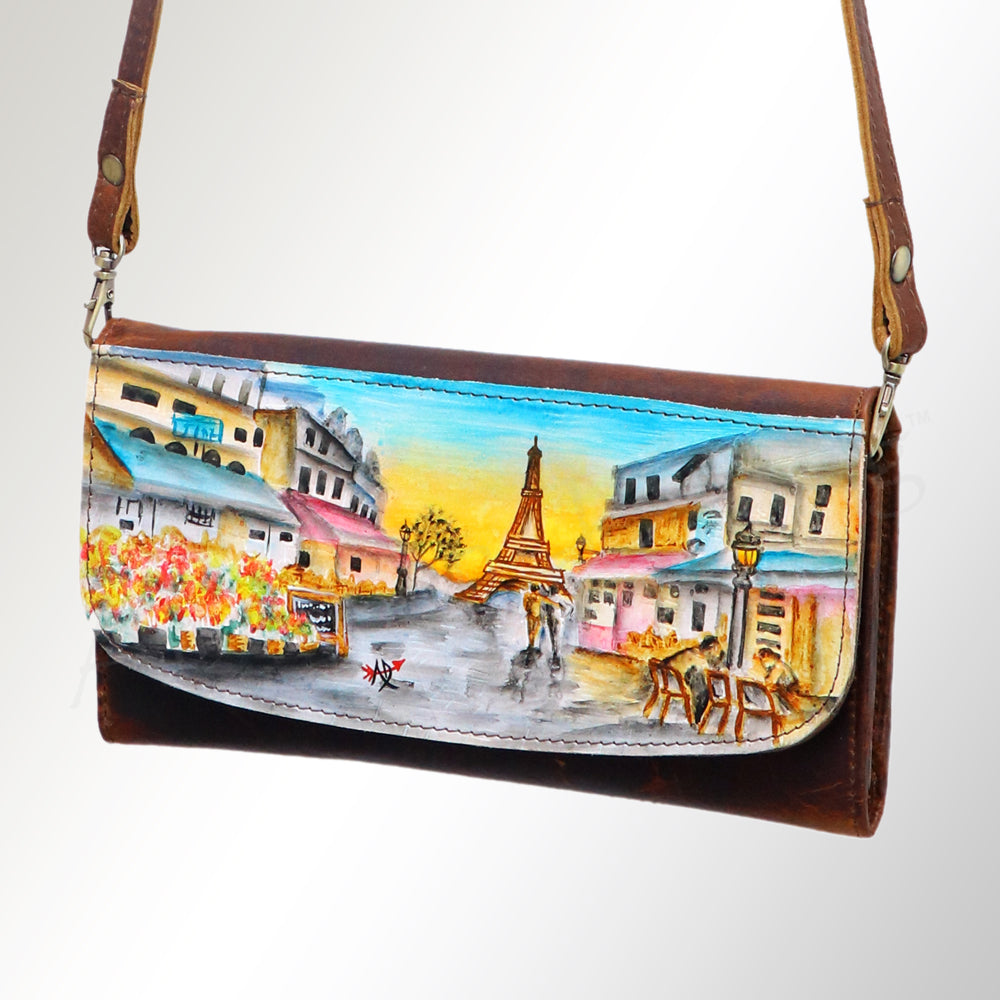 ADBGM112 Hand-Painted Leather Crossbody Clutch - Western Design by American Darling