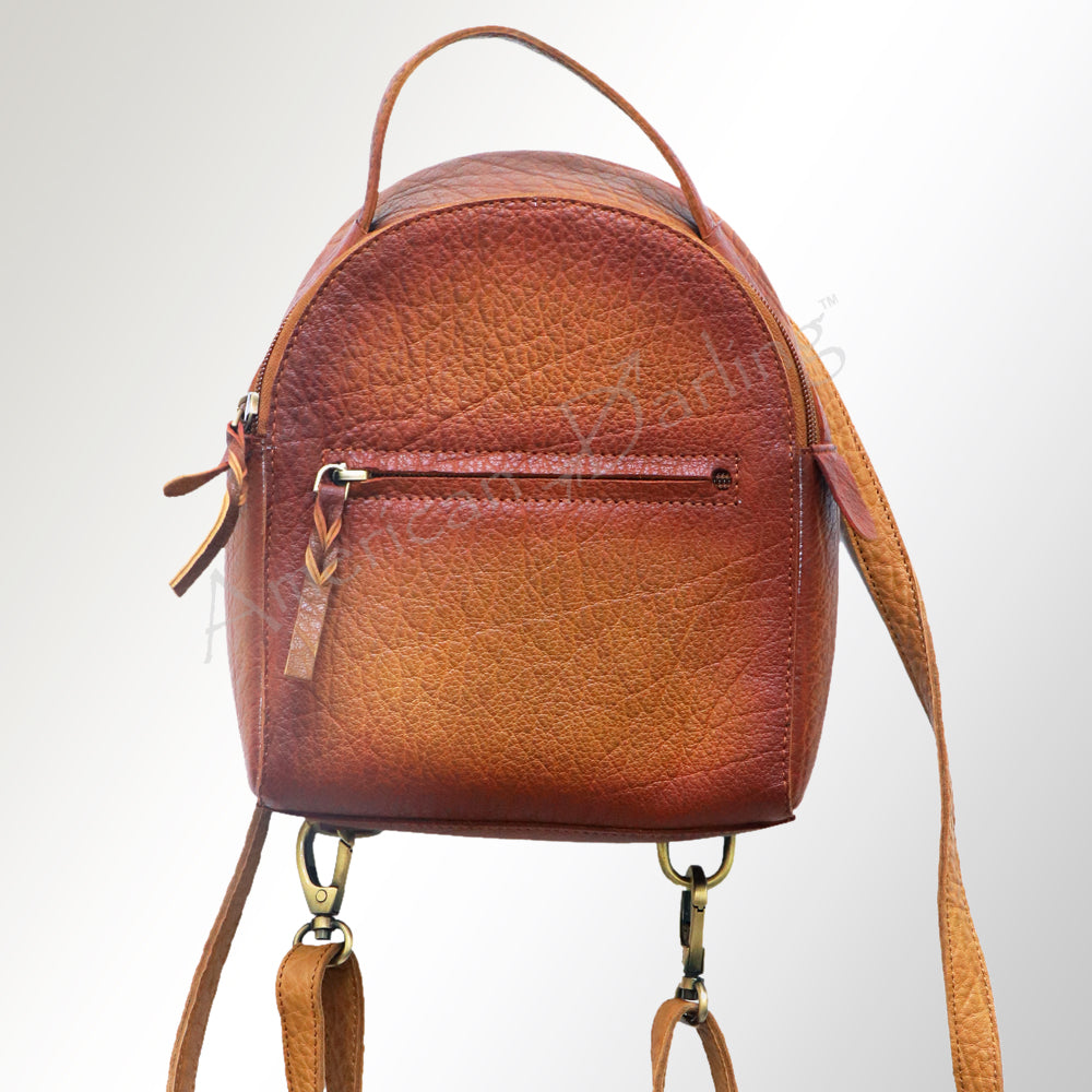LC-ADBGM188 Genuine Leather Mini Backpack - Rustic Two-Tone Western Daypack