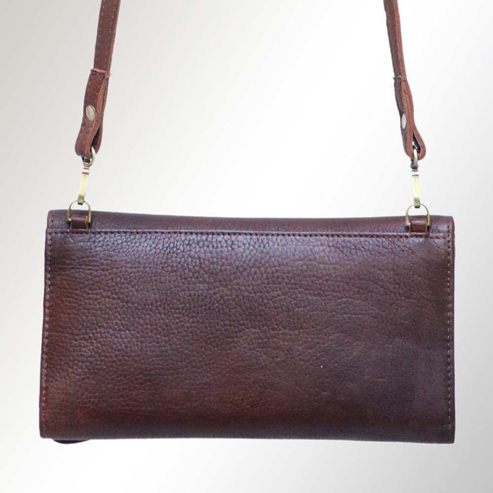 ADBGM179 Handcrafted Western Tooled Leather Crossbody with Artistic Rodeo Design