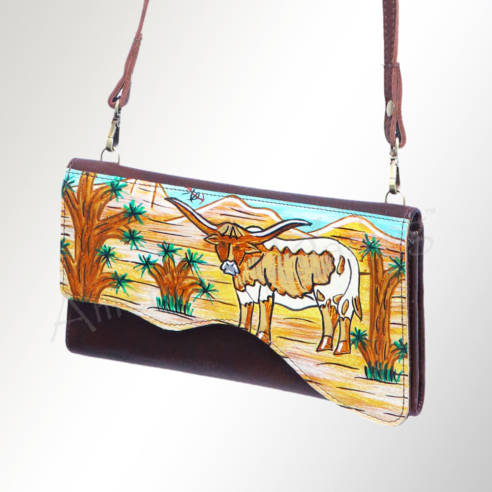 ADBGM179 Handcrafted Western Tooled Leather Crossbody with Artistic Rodeo Design