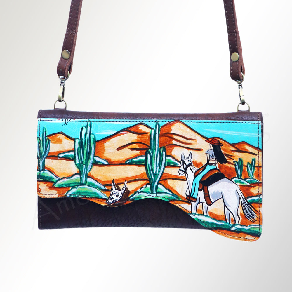 ADBGM179 Handcrafted Western Tooled Leather Crossbody with Artistic Rodeo Design
