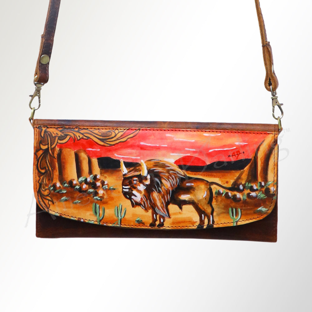 ADBGM112 Hand-Painted Leather Crossbody Clutch - Western Design by American Darling