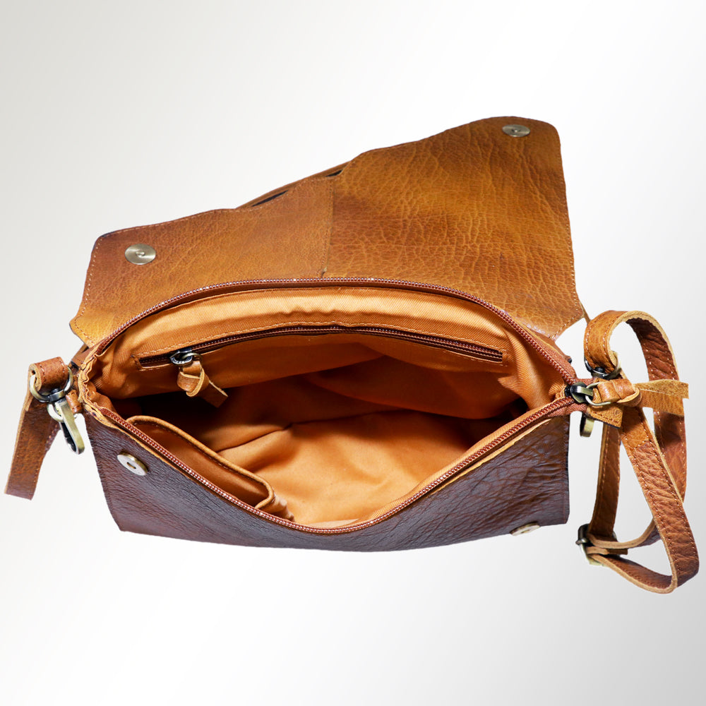 ADBGM232 Hand-Painted Leather Bag with Structured Silhouette and Interior Pockets