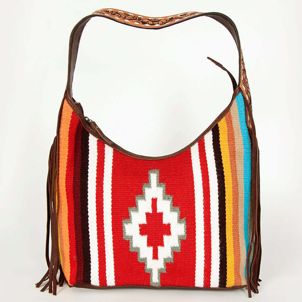 LC-ADBGA212 American Darling Hobo Bag Saddle Blanket with Tooled Leather & Fringe