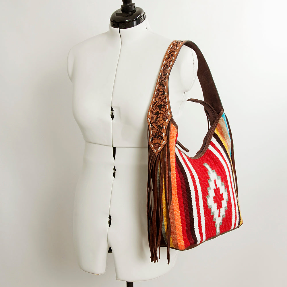 LC-ADBGA212 American Darling Hobo Bag Saddle Blanket with Tooled Leather & Fringe