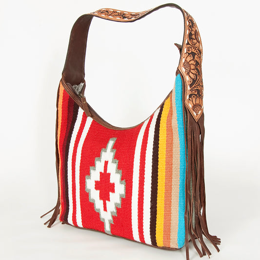 LC-ADBGA212 American Darling Hobo Bag Saddle Blanket with Tooled Leather & Fringe