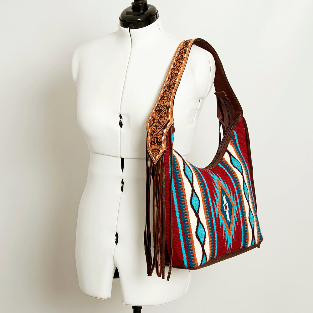 LC-ADBGA212 American Darling Hobo Bag Saddle Blanket with Tooled Leather & Fringe