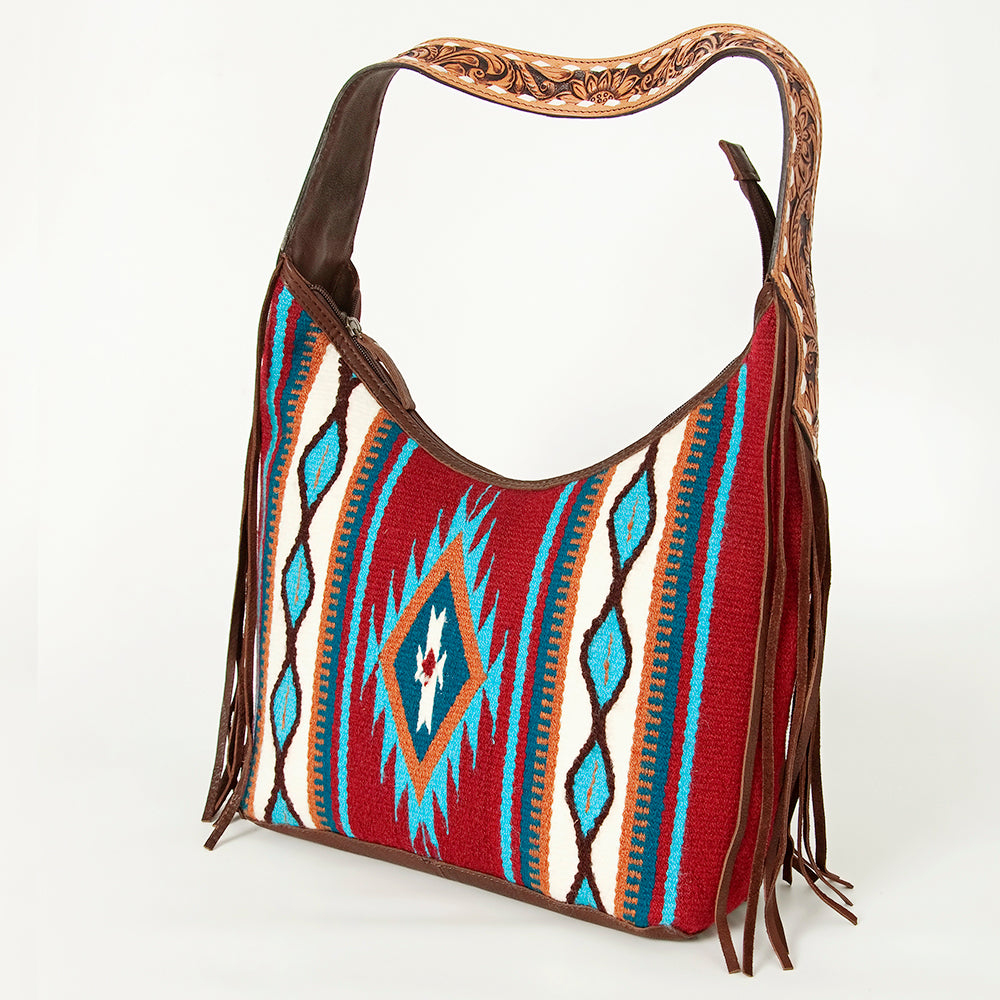 LC-ADBGA212 American Darling Hobo Bag Saddle Blanket with Tooled Leather & Fringe