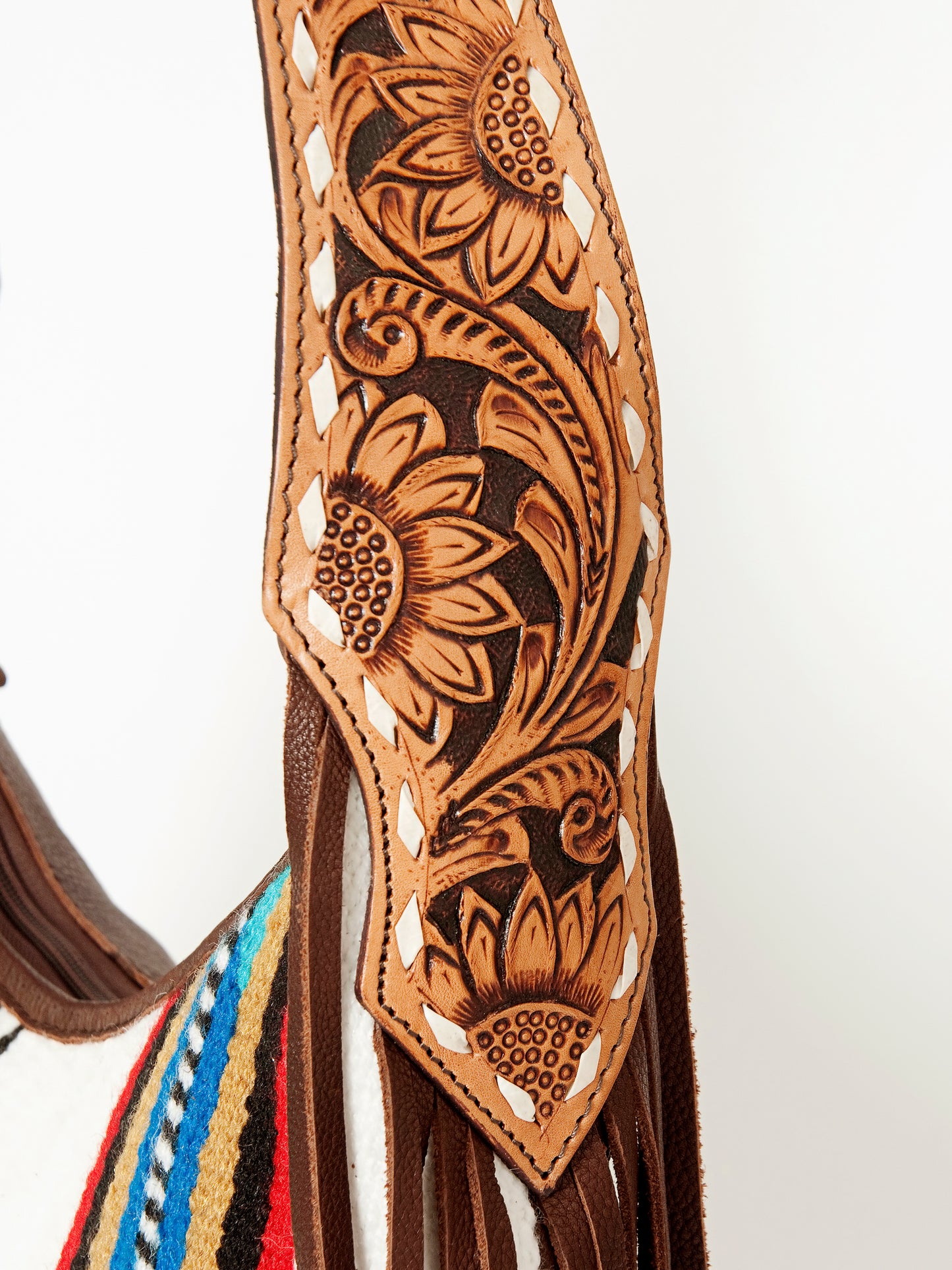 LC-ADBGA212 American Darling Hobo Bag Saddle Blanket with Tooled Leather & Fringe