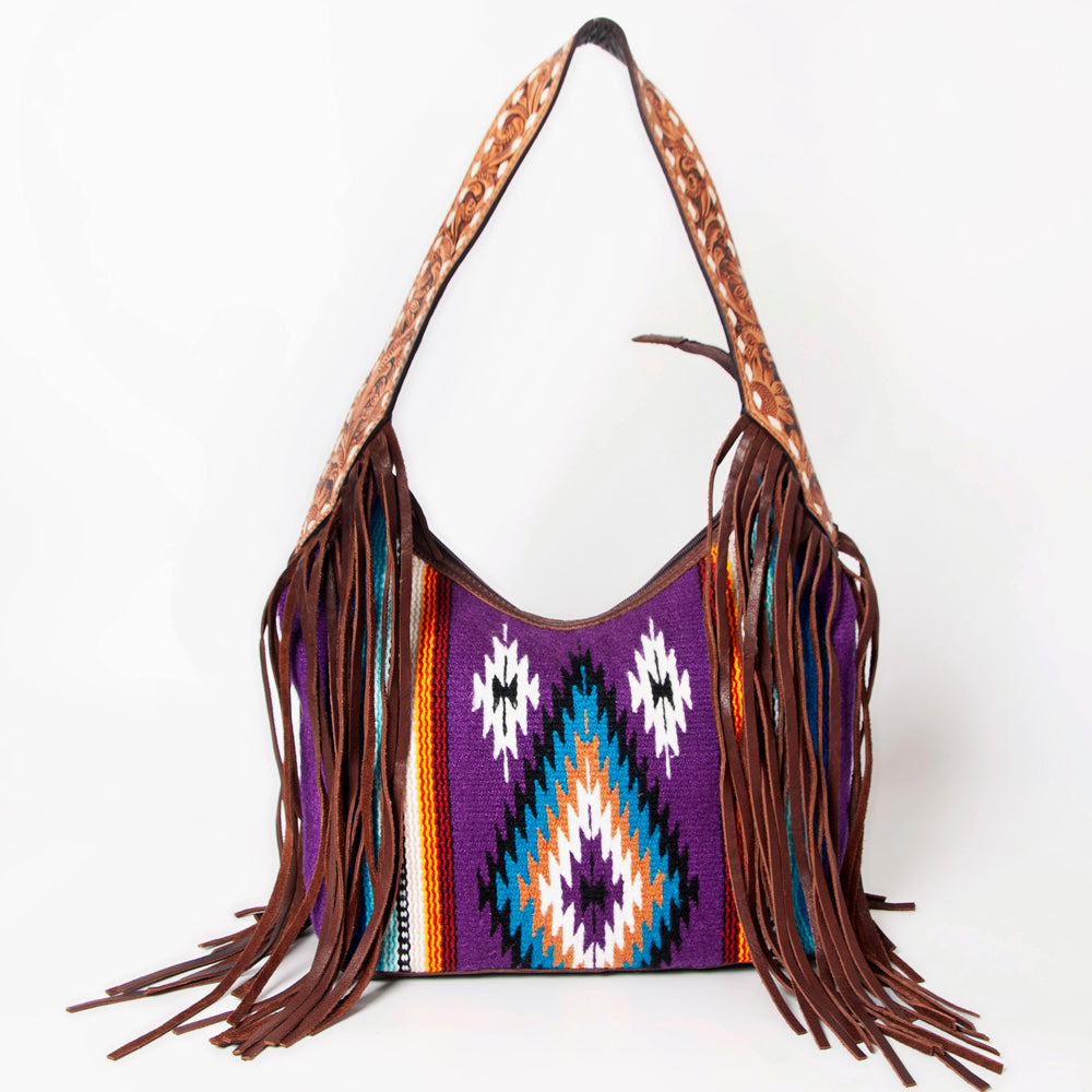 LC-ADBGA212 American Darling Hobo Bag Saddle Blanket with Tooled Leather & Fringe
