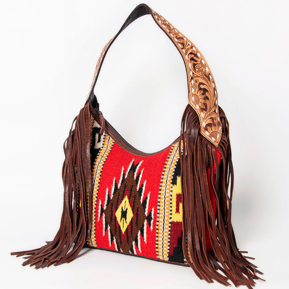 LC-ADBGA212 American Darling Hobo Bag Saddle Blanket with Tooled Leather & Fringe