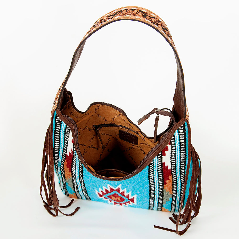 LC-ADBGA212 American Darling Hobo Bag Saddle Blanket with Tooled Leather & Fringe