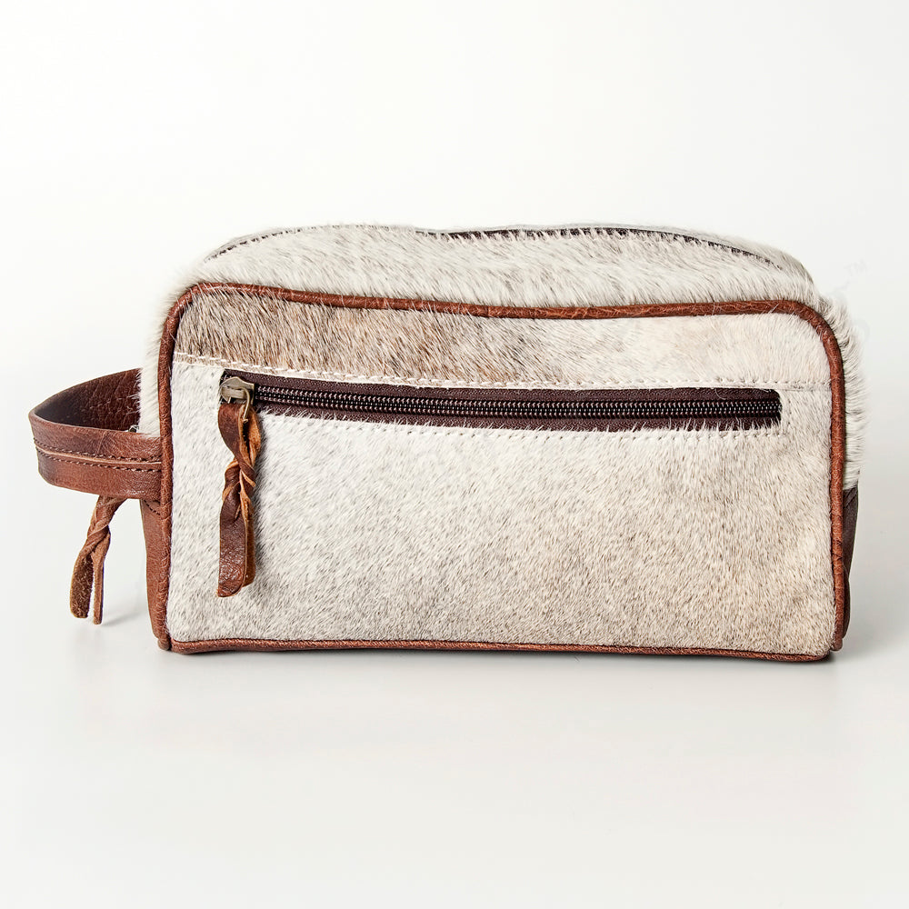 ADBG399 Western Hair-On Cowhide Toiletry Bag - Genuine Leather Travel Pouch