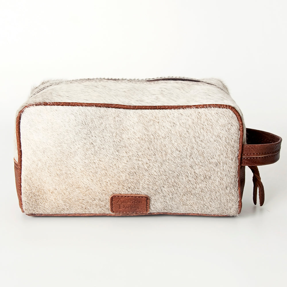ADBG399 Western Hair-On Cowhide Toiletry Bag - Genuine Leather Travel Pouch
