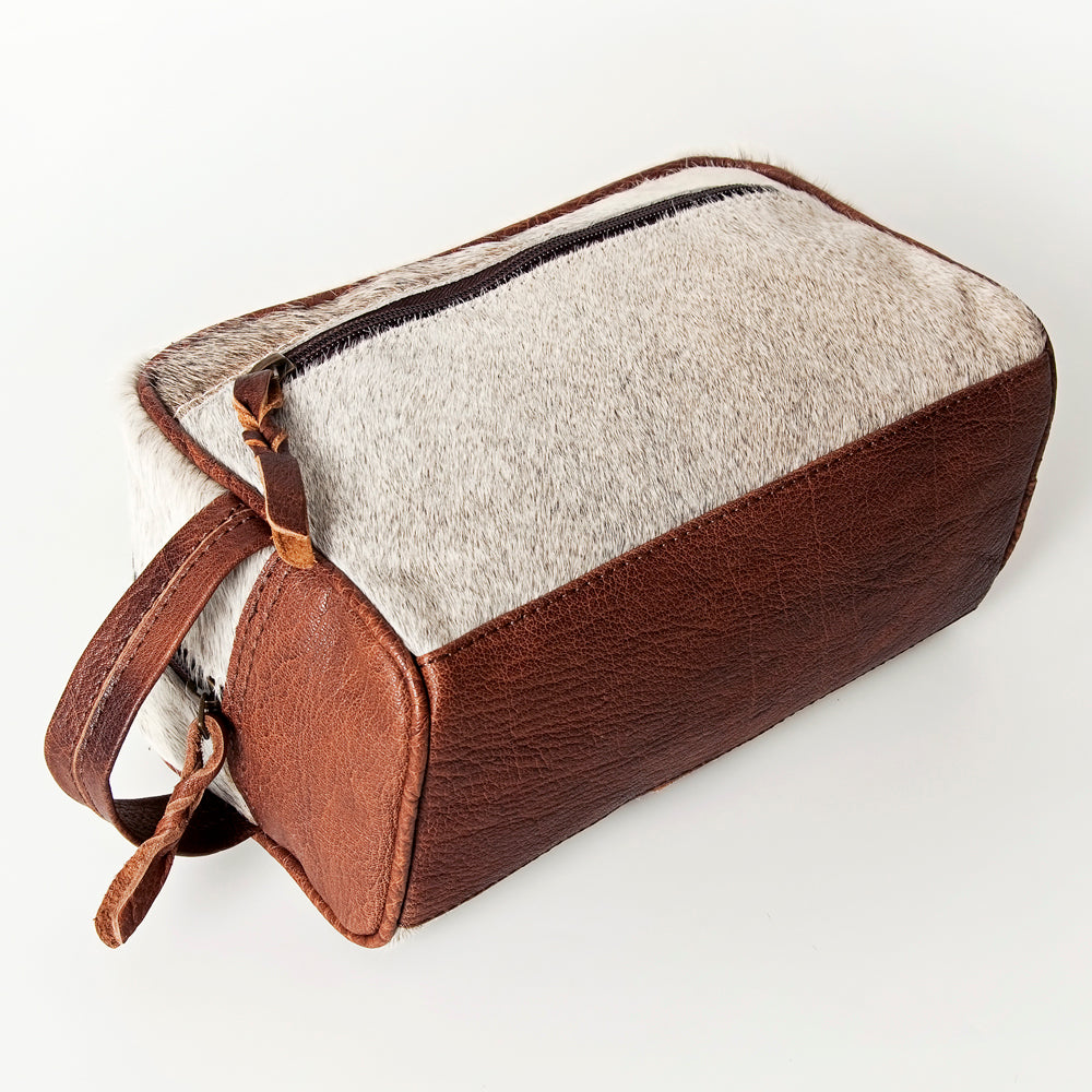 ADBG399 Western Hair-On Cowhide Toiletry Bag - Genuine Leather Travel Pouch