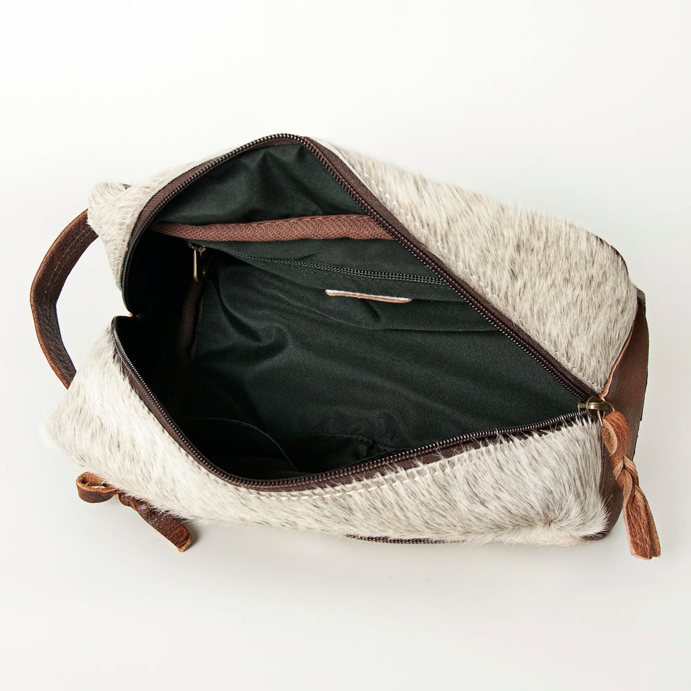 ADBG399 Western Hair-On Cowhide Toiletry Bag - Genuine Leather Travel Pouch