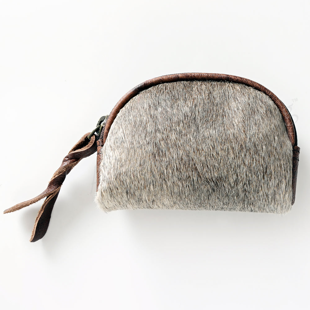 ADBG472 Hair-On Cowhide Leather Coin Purse Western Mini Zip Wallet