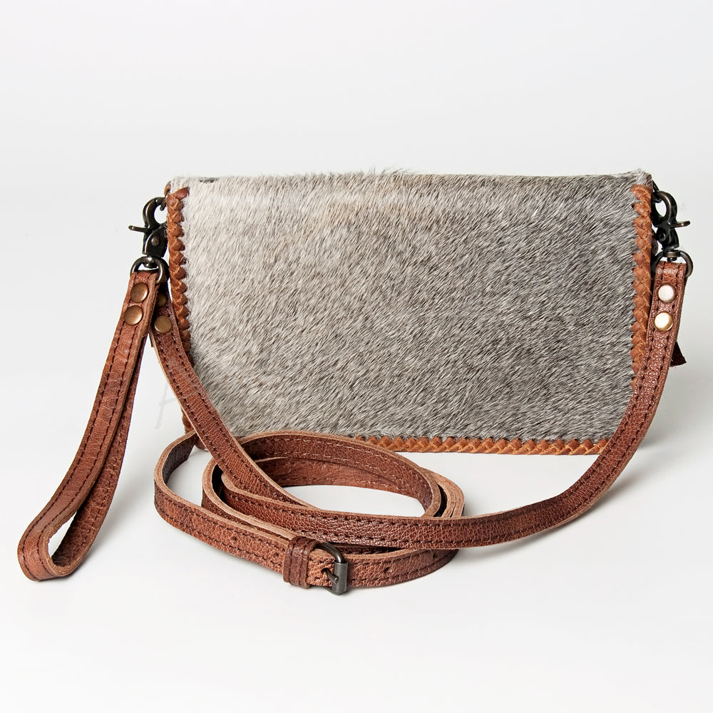 ADBG485 Hair-On Cowhide Organiser bag with Leather Whipstitch Trim