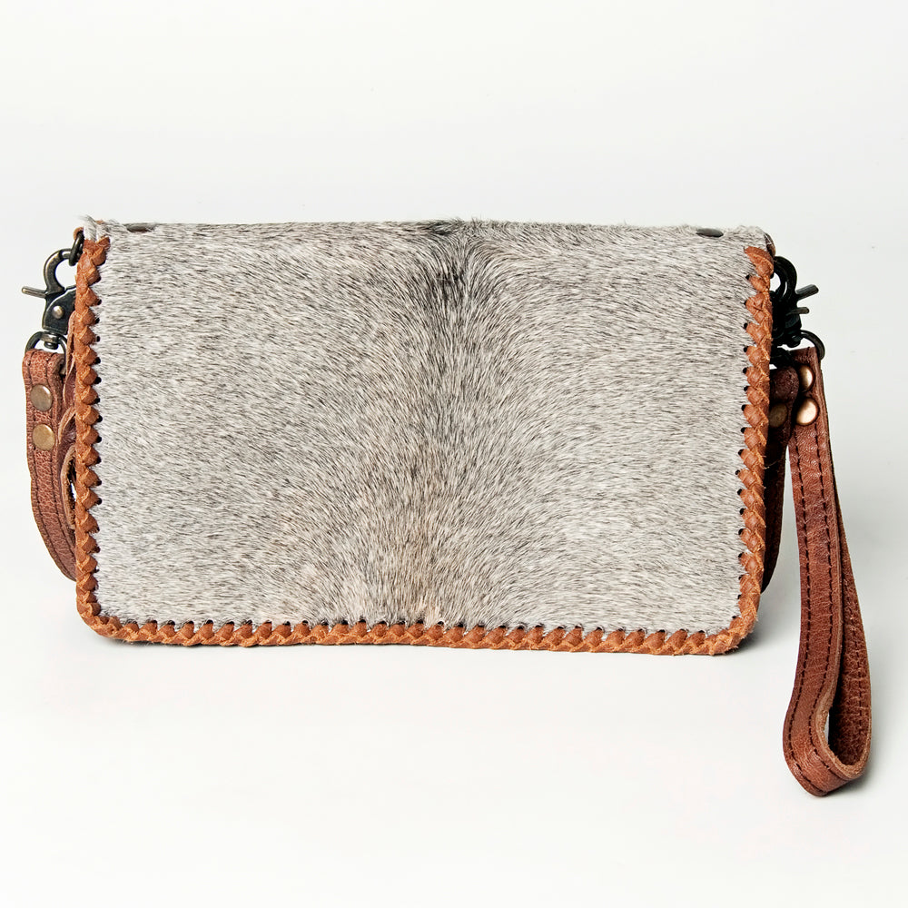 ADBG485 Hair-On Cowhide Organiser bag with Leather Whipstitch Trim