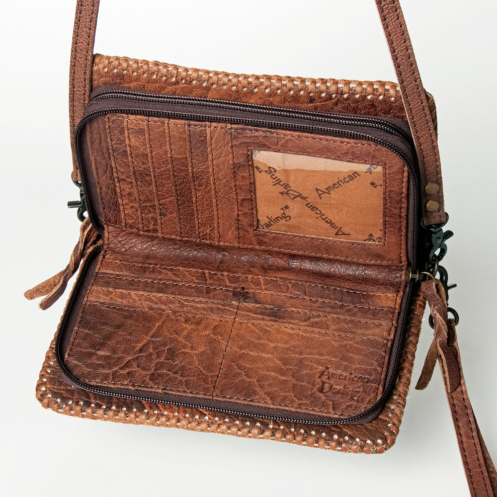 ADBG485 Hair-On Cowhide Organiser bag with Leather Whipstitch Trim