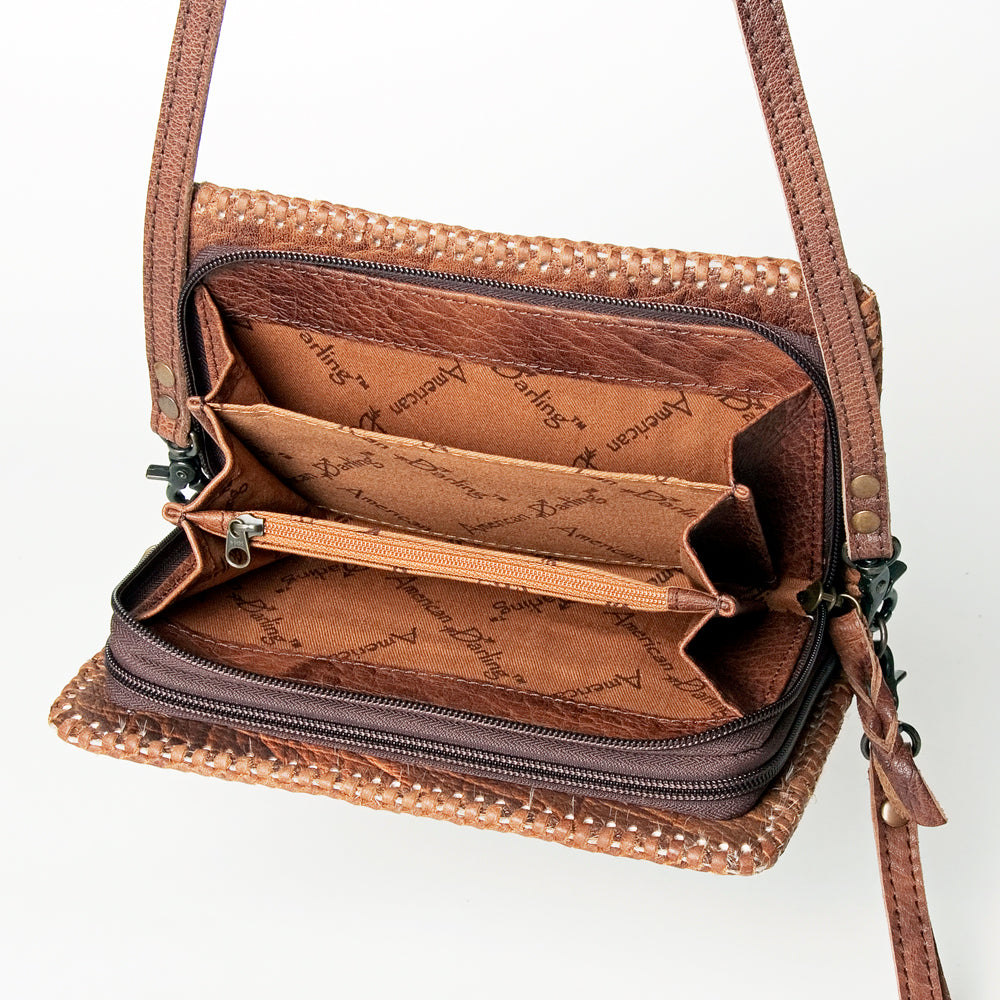 ADBG485 Hair-On Cowhide Organiser bag with Leather Whipstitch Trim