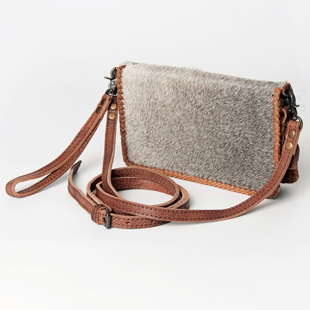 ADBG485 Hair-On Cowhide Organiser bag with Leather Whipstitch Trim