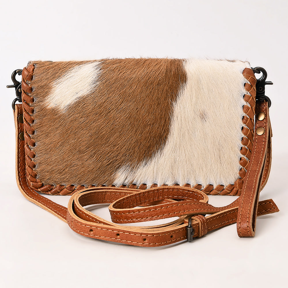 ADBG485 Hair-On Cowhide Organiser bag with Leather Whipstitch Trim