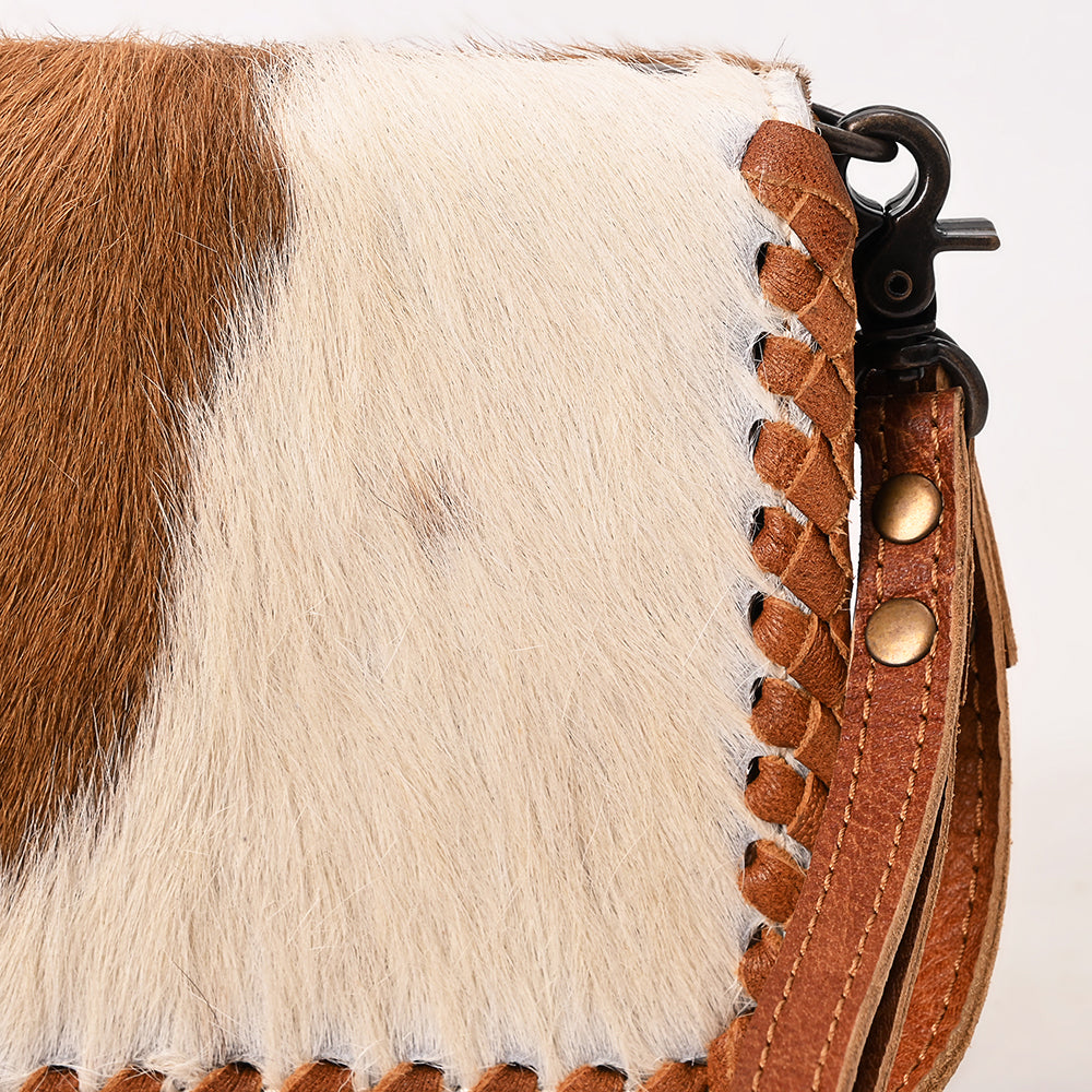 ADBG485 Hair-On Cowhide Organiser bag with Leather Whipstitch Trim