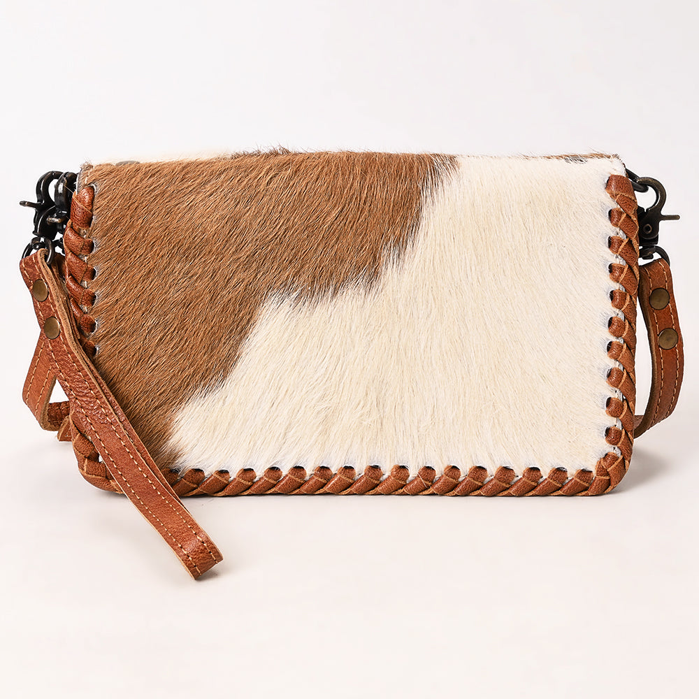 ADBG485 Hair-On Cowhide Organiser bag with Leather Whipstitch Trim