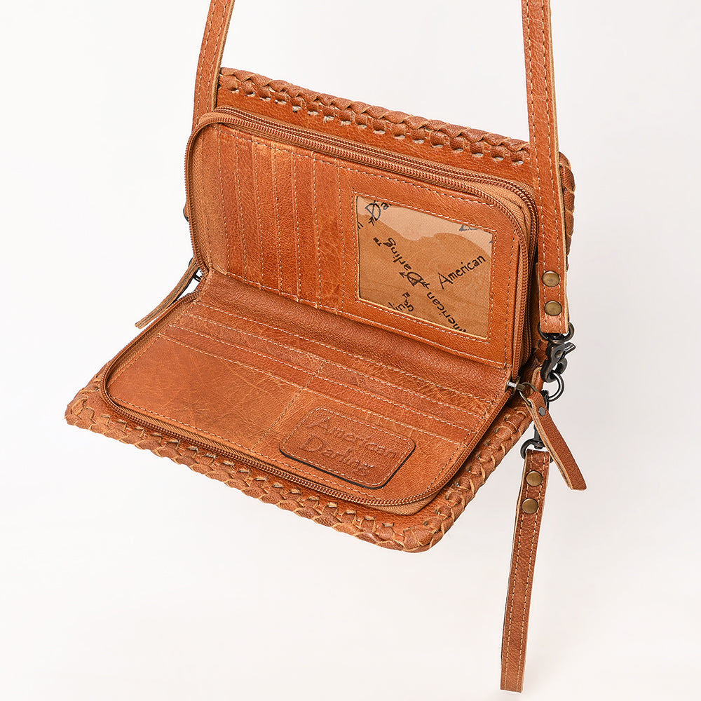 ADBG485 Hair-On Cowhide Organiser bag with Leather Whipstitch Trim