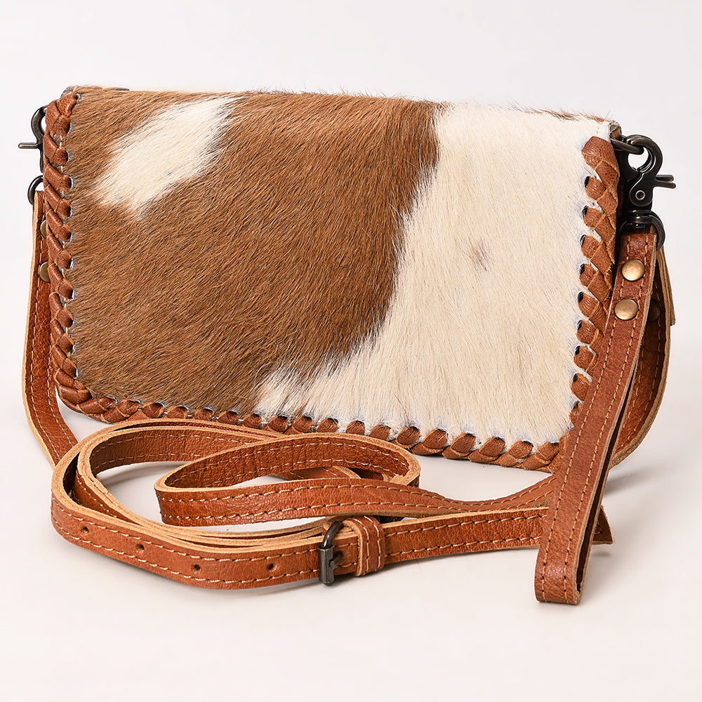 ADBG485 Hair-On Cowhide Organiser bag with Leather Whipstitch Trim