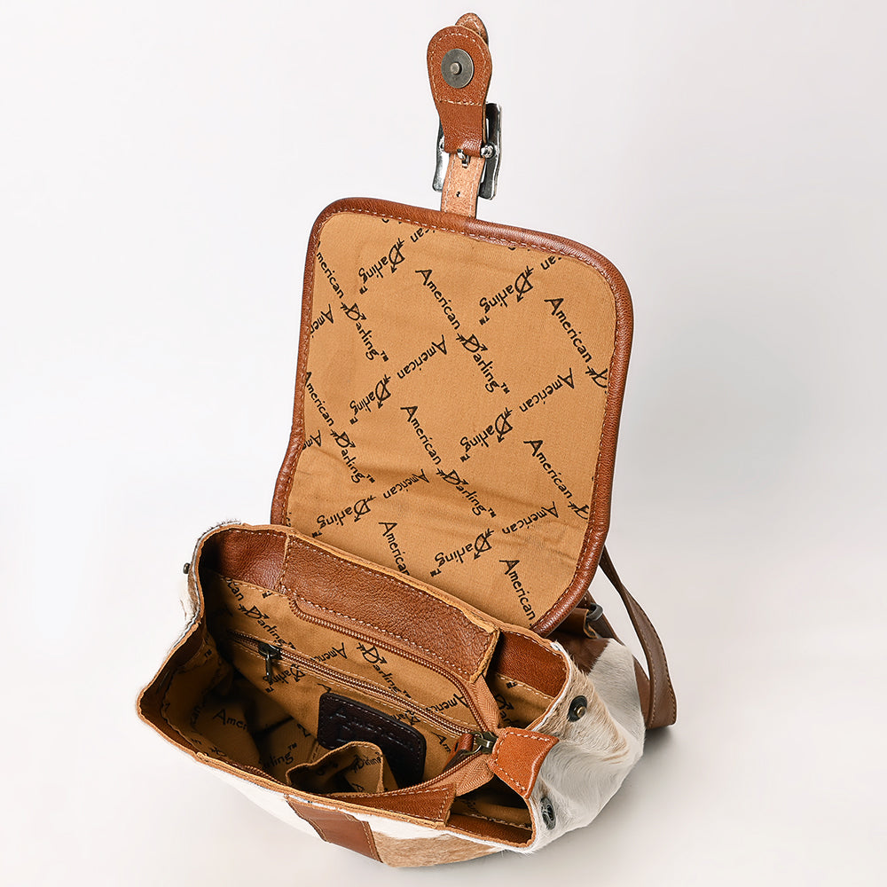 ADBG620 American Darling Hair-On Cowhide Western Leather Backpack Bag with Hand Tooled Detailing