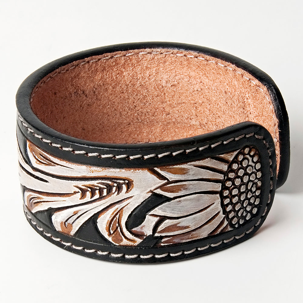 LC-ADBRF163 Hand tooled carved Genuine Leather Bracelet women