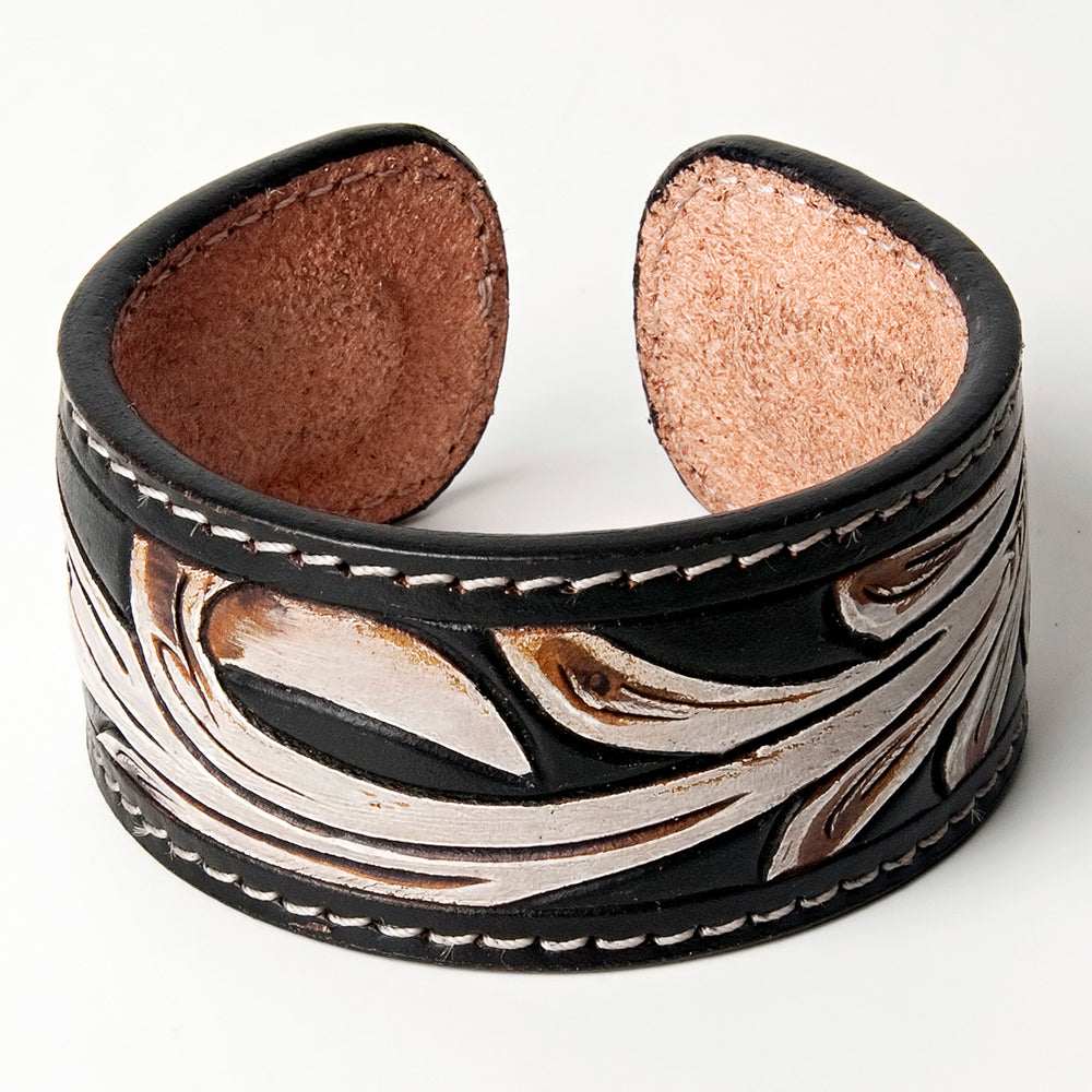 LC-ADBRF163 Hand tooled carved Genuine Leather Bracelet women