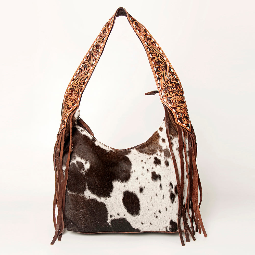 LC-ADBGA214 American Darling Hobo Bag Hair-On Hide with Tooled Leather Strap