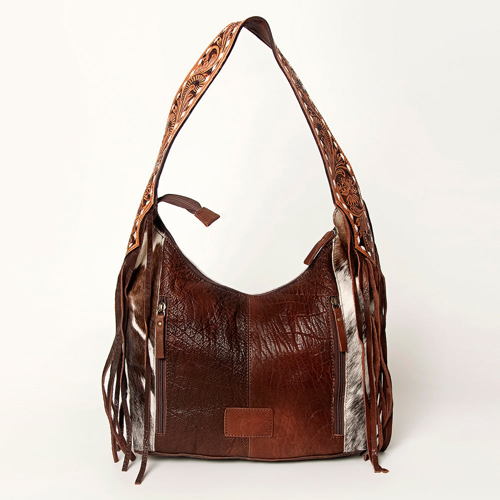LC-ADBGA214 American Darling Hobo Bag Hair-On Hide with Tooled Leather Strap