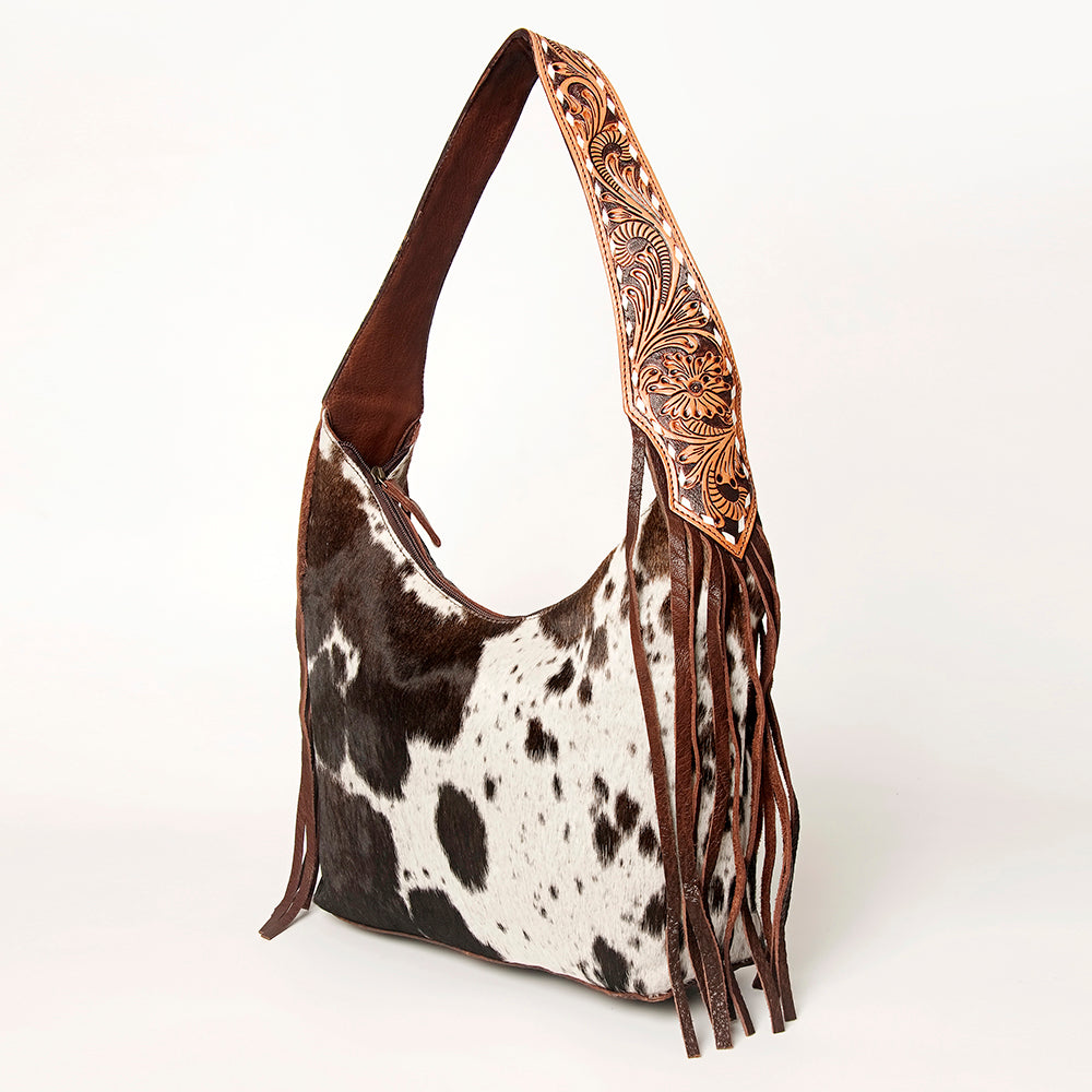 LC-ADBGA214 American Darling Hobo Bag Hair-On Hide with Tooled Leather Strap