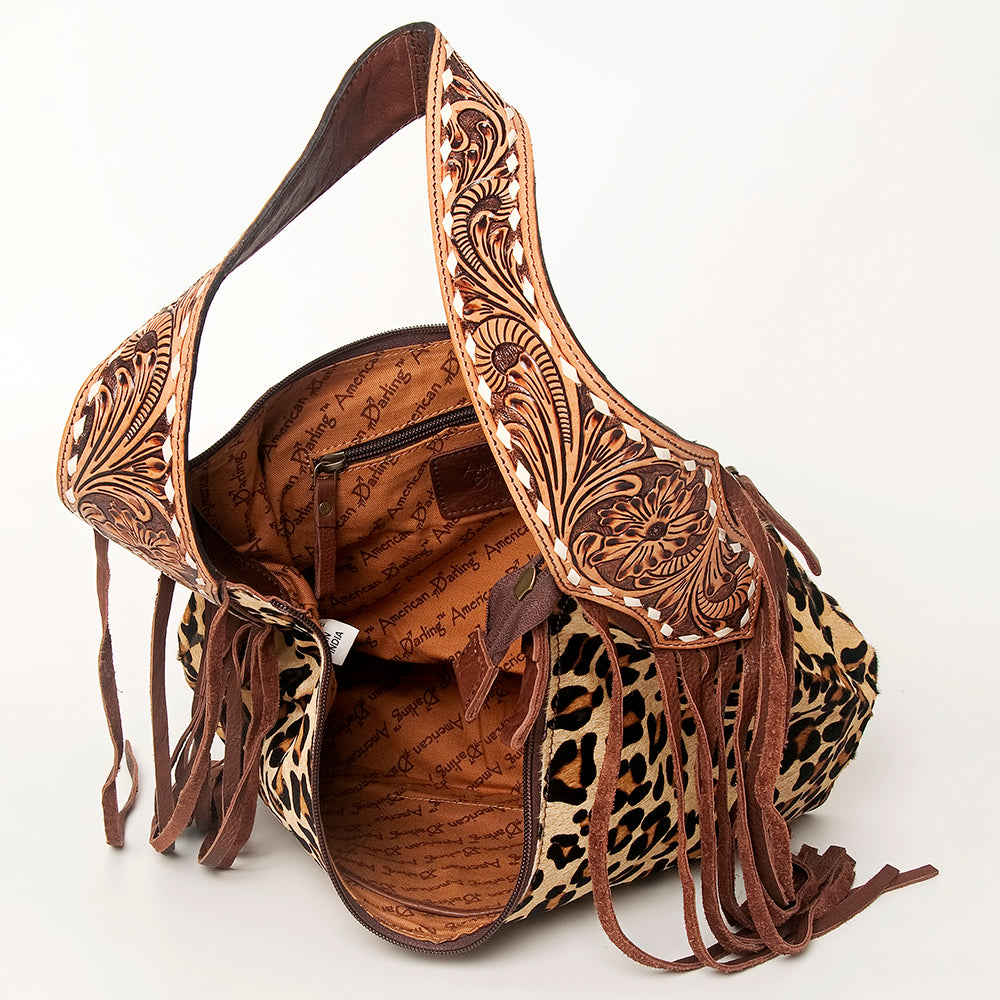 LC-ADBGA214 American Darling Hobo Bag Hair-On Hide with Tooled Leather Strap