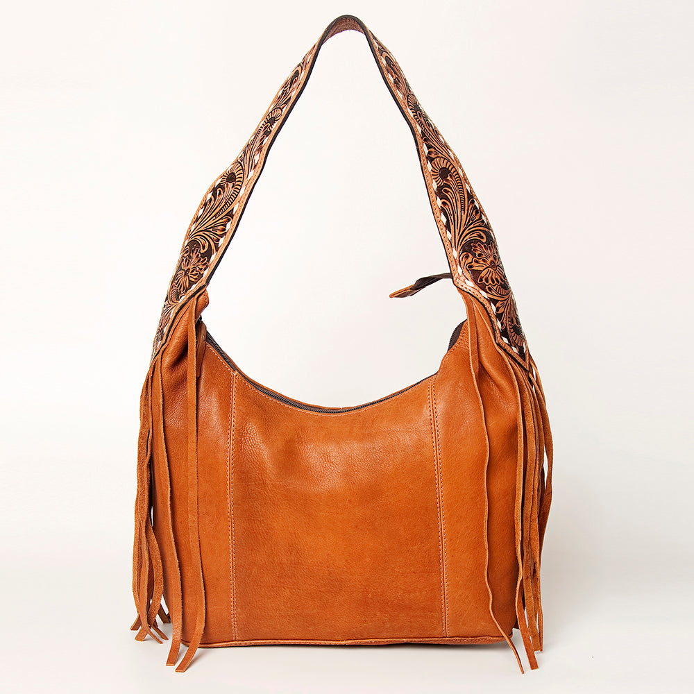 LC-ADBGA215 American Darling Hobo Bag Full Grain Leather with Tooled Strap & Fringe