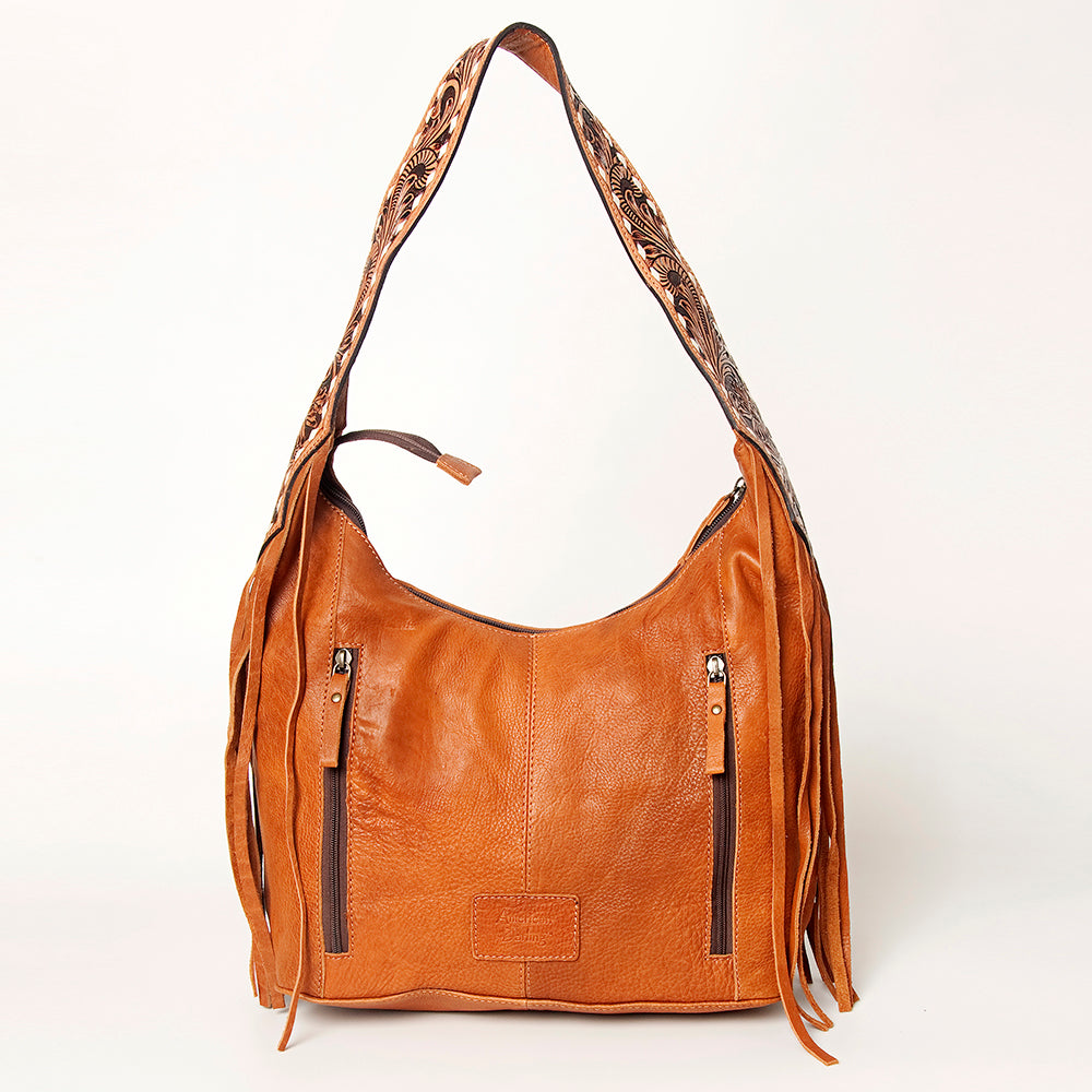 LC-ADBGA215 American Darling Hobo Bag Full Grain Leather with Tooled Strap & Fringe