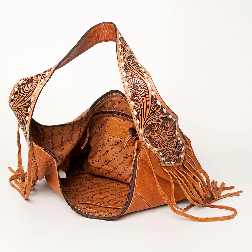 LC-ADBGA215 American Darling Hobo Bag Full Grain Leather with Tooled Strap & Fringe