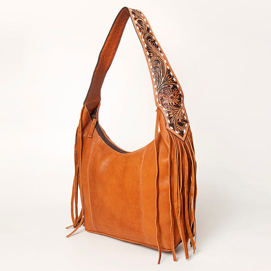 LC-ADBGA215 American Darling Hobo Bag Full Grain Leather with Tooled Strap & Fringe