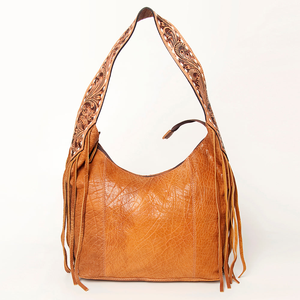 LC-ADBGA215 American Darling Hobo Bag Full Grain Leather with Tooled Strap & Fringe
