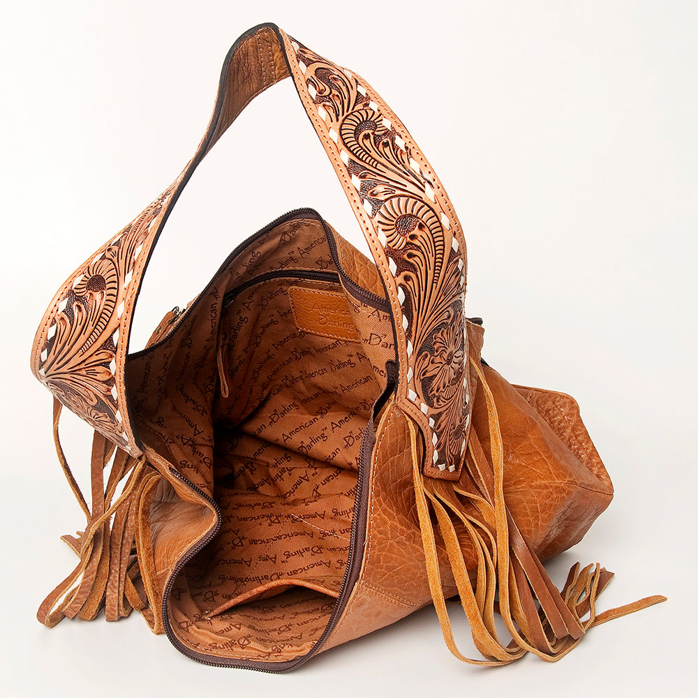 LC-ADBGA215 American Darling Hobo Bag Full Grain Leather with Tooled Strap & Fringe
