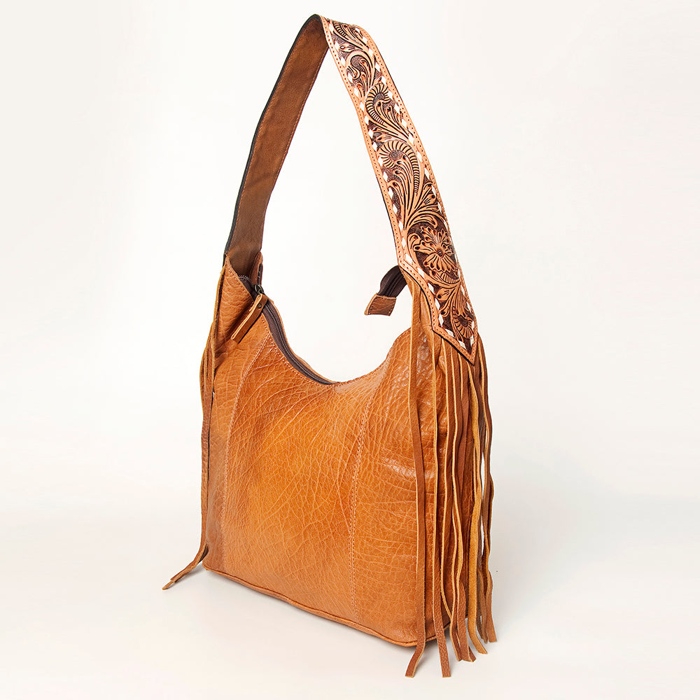 LC-ADBGA215 American Darling Hobo Bag Full Grain Leather with Tooled Strap & Fringe