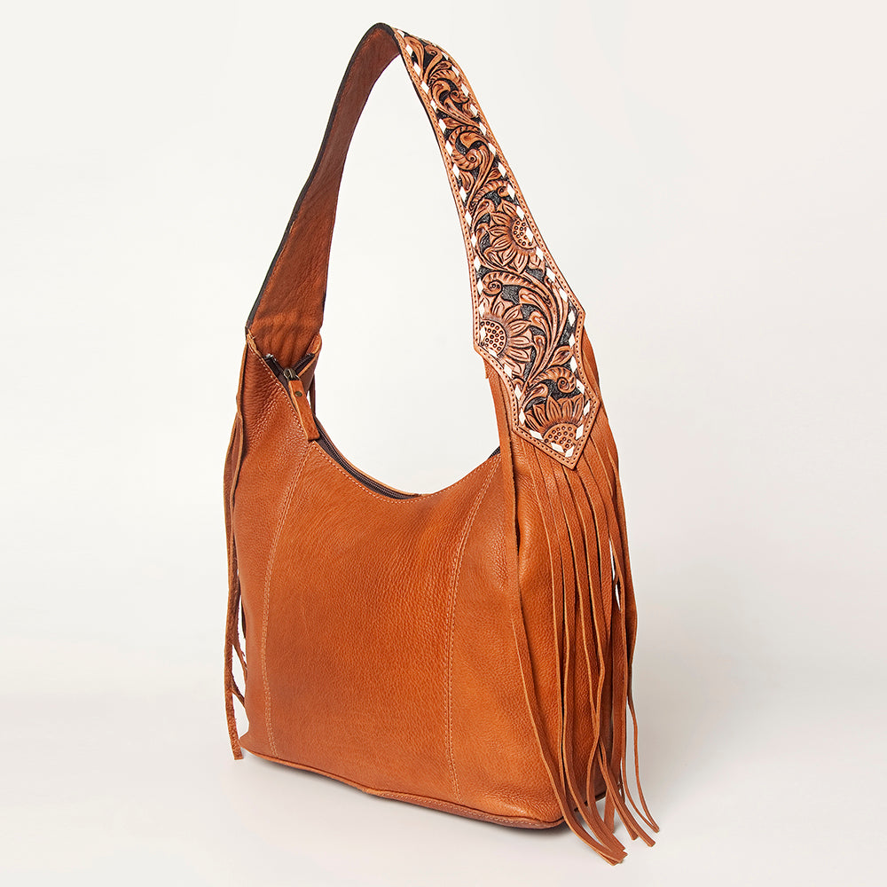 LC-ADBGA215 American Darling Hobo Bag Full Grain Leather with Tooled Strap & Fringe