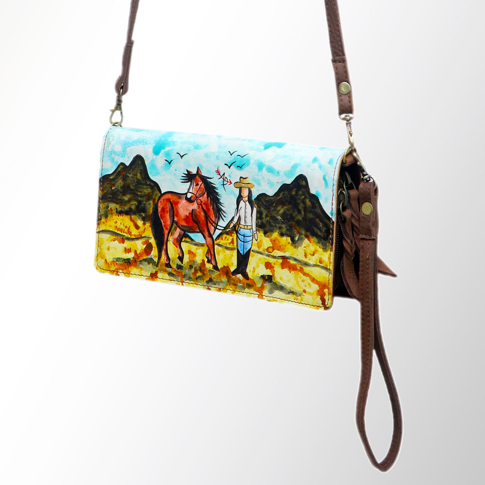 ADBGM169 Hand-Painted Leather Crossbody Purse - Multiple Western Scene