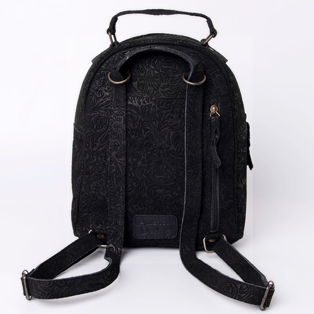 ADBGS156 Embossed Western Backpack with Hand-Tooled Floral Leather Pocket